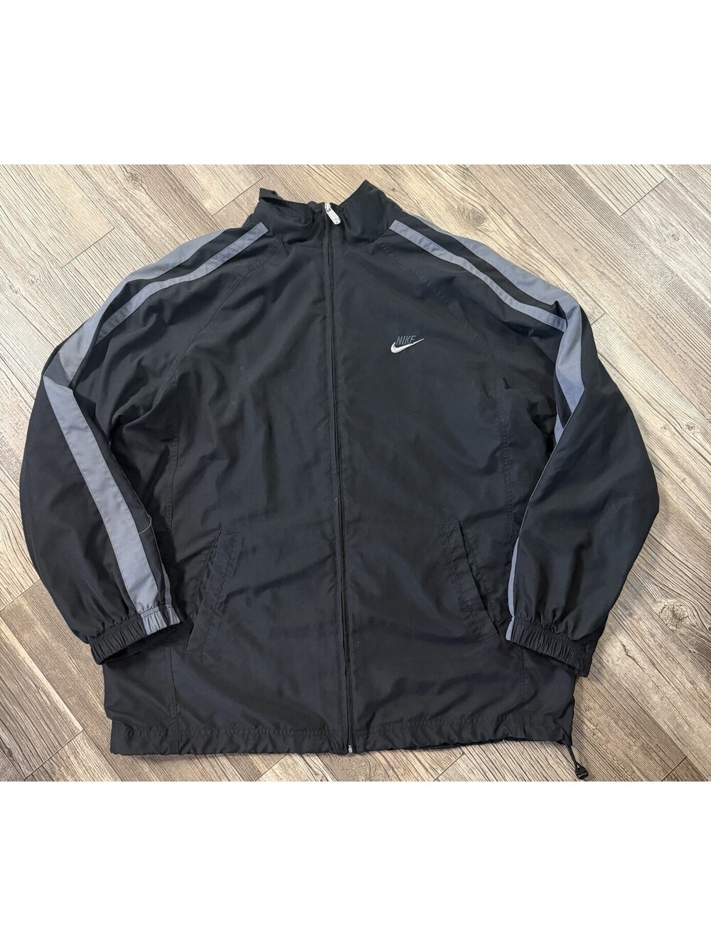 Vintage Nike Track Jacket Windbreaker Mens XL Black Grey
